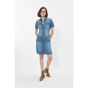 Banny Jeans Kadın Boydan Düğmeli Jean Elbise