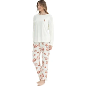 U.S. Polo Assn. Kadın Kiremit Yuvarlak Yaka Pijama Takımı