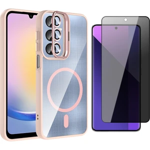 Samsung Galaxy A56 Kılıf Standlı ve Kamera Lens Hediyeli M-Safe Şarj Özellikli Zore Etro Kapak + Hayalet Ekran Koruyucu