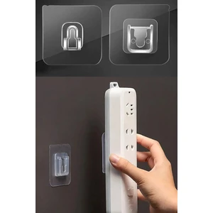 10 Çift Duvar Delmeden Geçmeli Yapışkanlı Suya Dayanıklı Askılık Eşya Sabitleme Tablo Klipsi