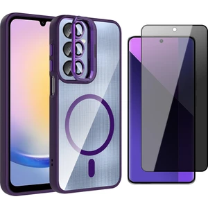 Samsung Galaxy A36 Kılıf Standlı ve Kamera Lens Hediyeli M-Safe Şarj Özellikli Zore Etro Kapak + Hayalet Ekran Koruyucu