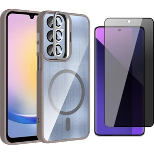 Samsung Galaxy A36 Kılıf Standlı ve Kamera Lens Hediyeli M-Safe Şarj Özellikli Zore Etro Kapak + Hayalet Ekran Koruyucu