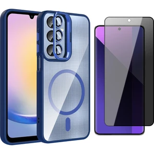 Samsung Galaxy A36 Kılıf Standlı ve Kamera Lens Hediyeli M-Safe Şarj Özellikli Zore Etro Kapak + Hayalet Ekran Koruyucu