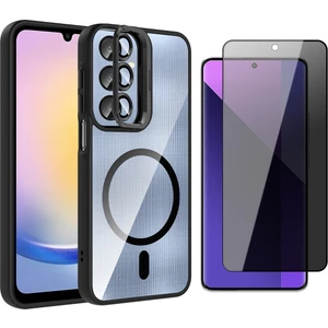 Samsung Galaxy A36 Kılıf Standlı ve Kamera Lens Hediyeli M-Safe Şarj Özellikli Zore Etro Kapak + Hayalet Ekran Koruyucu