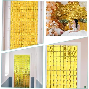 Ekstra Metaltın Renk Disko Dikdörtgen Kesim Kapı Perdesi Dekorasyon 1x2 Metre