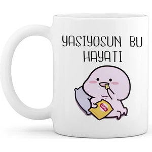 Bubu Dudu ' Yaşıyorsun Bu Hayatı ' Porselen Kupa Bardak (Tekli)