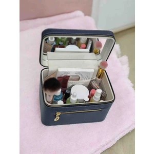Moda Fiesta Makyaj Çantası Aynalı Deri Kaplama Kozmetik Organizer  Seyahat ve Günlük Kullanım İçin