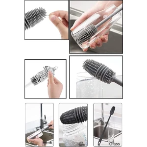 Sanal Trend Silikon Fırça Matara Biberon Emzik Temizleyici Kavanoz Termos Suluk Yağ Şişe Temizleme Fırçası 27 cm