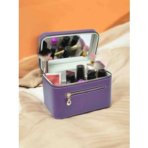 Moda Fiesta Makyaj Çantası Aynalı Deri Kaplama Kozmetik Organizer  Seyahat ve Günlük Kullanım İçin