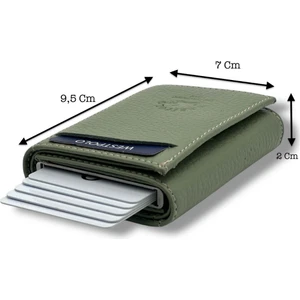 Hakiki Deri Mekanizmalı Unisex Cüzdan Şık ve Kompakt Tasarım - Mint Yeşili
