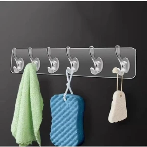 6'lı Kendinden Yapışkanlı Güçlü Şeffaf Askılık Kapı Arkası Mutfak Duvar Banyo Askı