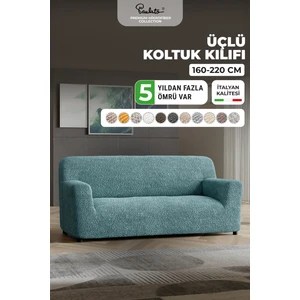 Lastikli Esnek ve Yıkanabilir 3 Kişilik Koltuk Örtüsü Çekyat Kanepe Kılıfı - Turkuaz