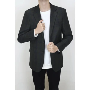 Moda Fistan Store Erkek Haki Yeşil Ekose Kareli Klasik Kesim Rahat Kalıp Çift Düğme Kışlık Blazer Ceket