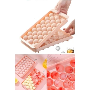 3 Adet 20*12 cm Küre Buz Kalıbı Kapaklı 33 Hazneli Yuvarlak Buz Kalıbı Kokteyl Sunum Buz Kalıbı