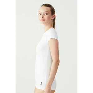 U.S. Polo Assn. Kadın Beyaz Kısa Kollu Yuvarlak Yaka T-Shirt 66002