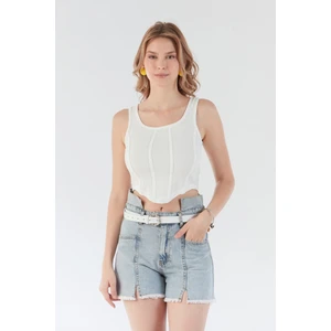 Fitilli Dikişli Crop Body