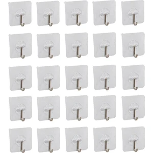 25 Adet Kendinden Yapışkanlı Şeffaf Askı Metal Kancalı Askılık