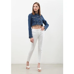 Blue White Kadın Likralı Skinny Jean Pantolon Beyaz