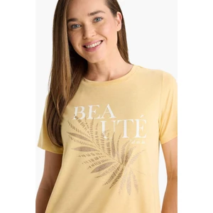 Regular Fit Bisiklet Yaka Baskılı Kısa Kollu Tişört F2782AX25HS