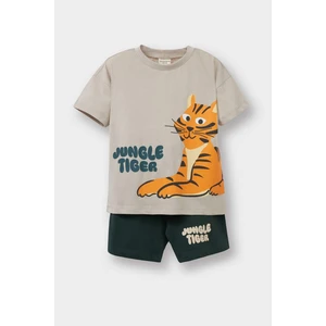 Erkek Bebek 2'li Takım Baskılı Kısa Kollu Tişört Şort E6819A525SM