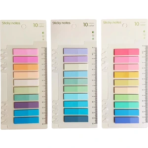 600 Yaprak 3'lü Fresh Renkler Cetvelli Şeffaf Postit Not Kağıdı Seti