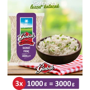 Basmati Pirinç 1 kg x 3 Adet Tek Ebat