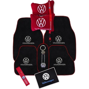 Volkswagen Nakışlı Araç Oto Halı Paspas | Volkswagen Kırmızı Polar Oto Yastık & Araç Aksesuar