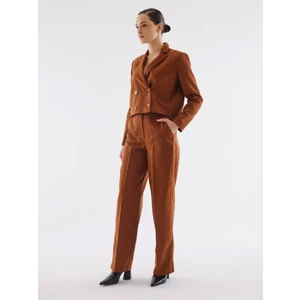 Süet Camel Bol Paça Pantolon