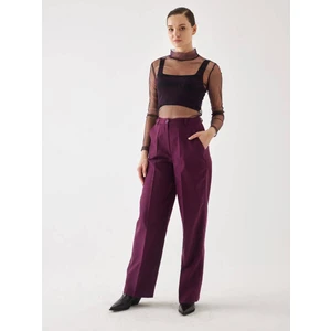 Süet Bordo Bol Paça Pantolon