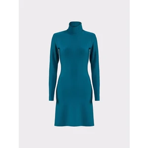 Petrol Balıkçı Yaka Triko Elbise