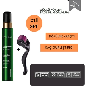 Rose Hair Saf Biberiye Suyu 100 ml, Dermaroller 0.5 mm 2'li Set