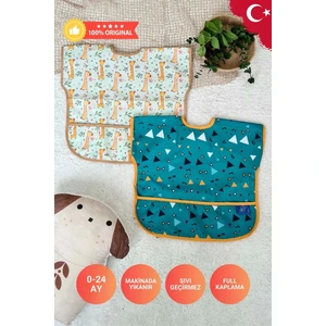Sıvı Geçirmez Kolsuz 6-24 Ay 2'li Aktivite ve Mama Önlüğü ( Forest-Abstrack)