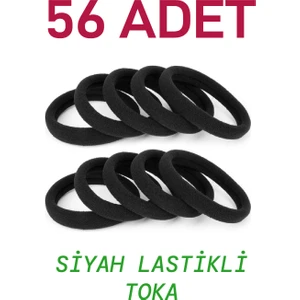 56 Adet Siyah Saç Tokası Esnek Havlu Lastik Toka