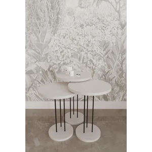 Modern Zigon Sehpa Seti 3'lü | Yuvarlak Orta Sehpa | Yan Sehpa | Minimalist Şık Metal Ayaklı Sehpa | 52-55-59 cm Yükseklik | 34 cm Çap