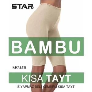 Kadın Ten Organik Bambu Diz Üstü Kısa Tayt
