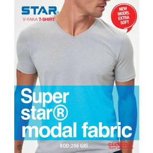 3 Lü Erkek Modal V Yaka Yarım Kol Basic T-Shirt