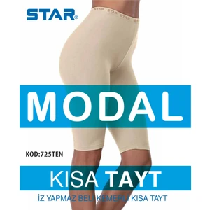 Kadın Ten Modal Diz Üstü Kısa Tayt