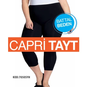 3 Lü Kadın Batdal Beden Pamuklu Dizaltı Kapri Tayt