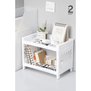 Organizer Katlı Masaüstü Raf - Katlı Organizer -  2 Raf Beyaz