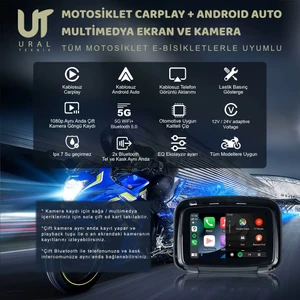 Motosiklet Kablosuz Carplay Android auto 5''dokunmatik Ekran  2 kamera+ Lastik Sensörü Multimedya