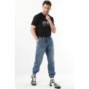 Banny Jeans Erkek Beli Lastikli Jogger Pantolon Mavi
