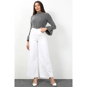 Banny Jeans Kadın Beyaz Bol Paça Uzun Jean Pantolon
