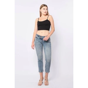 Blue White Kadın Düşük Bel Mavi Jean Pantolon