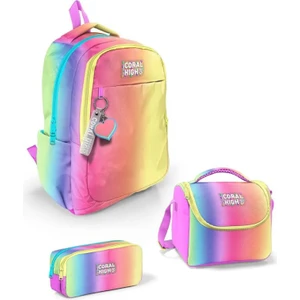 Coral High Kids Renk Geçişli Desenli 3’lü Okul Çanta Seti SET23668