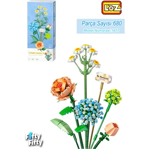 Loz Dekoratif ve Koleksiyonluk Çiçek Buketi  680 Parça Çiçek Modeli Yapım Seti FFLZ-1671