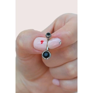 Sacce Scarves & Accessories Siyah Renk Tektaşlı Çelik Göbek Piercingi