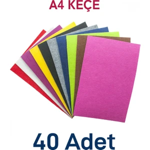 40 Adet Keçe A4 Boyutunda 20X30 Cm Karışık Renk