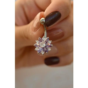 Sacce Scarves & Accessories Lotus Çiçek Motifli, Paslanmaz Çelikten Zarif Tasarımlı Göbek Piercing Takısı