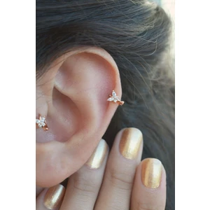 Sacce Scarves & Accessories Rose Tonlu Mini Kelebek Tasarımlı Tragus Piercing, Şık Ve Zarif Kulak Aksesuarı