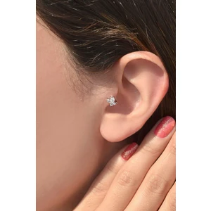 Mini Kelebek Tragus Piercing Gümüş Renk